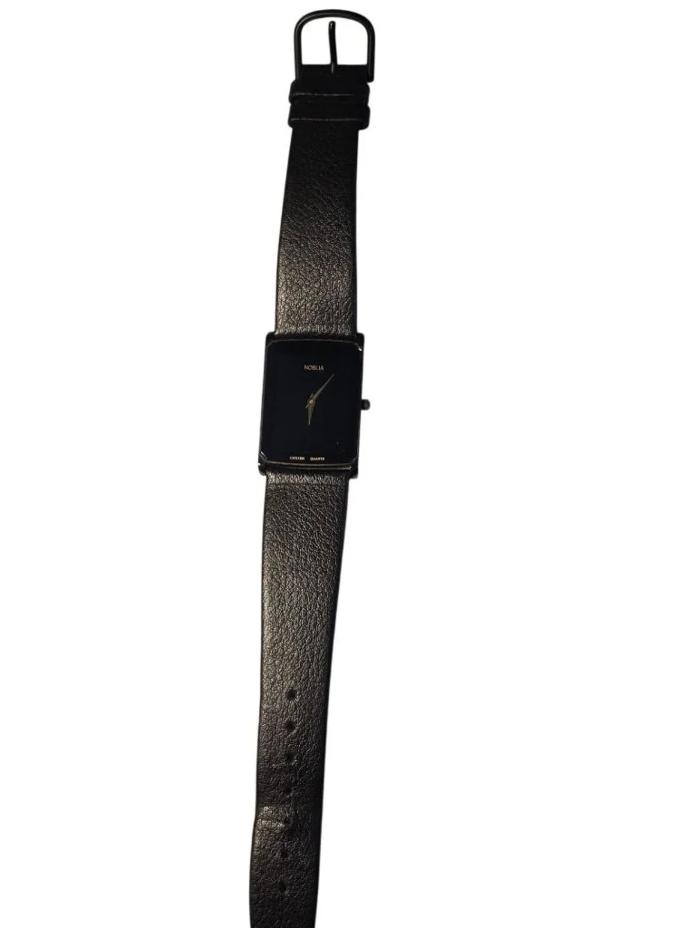Vintage Noblia By Citizen Black Quartz Watch With Leather Strap Classic Design